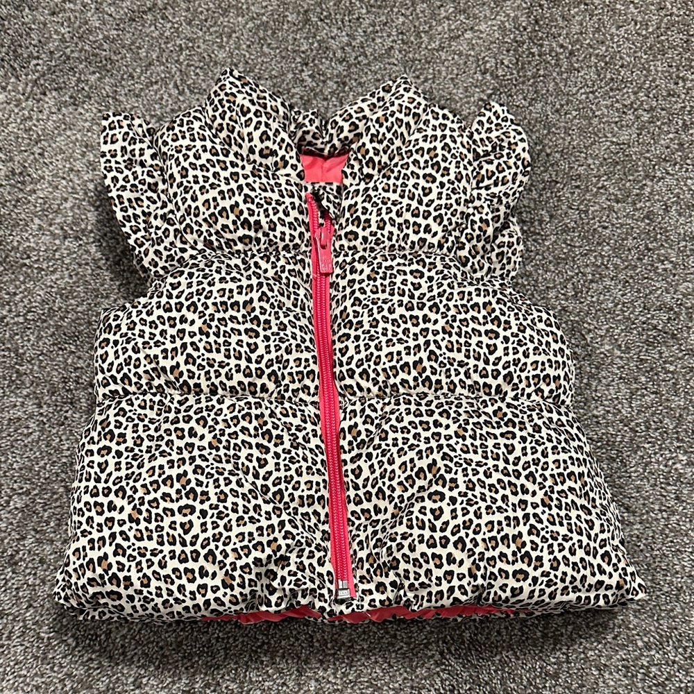 GAP Leopard Print Kids Vest with Pink Accents